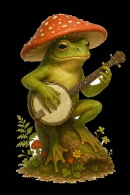 Cottagecore Frog Banjo Player