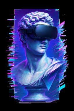 Vaporwave Roman Bust with VR Headset