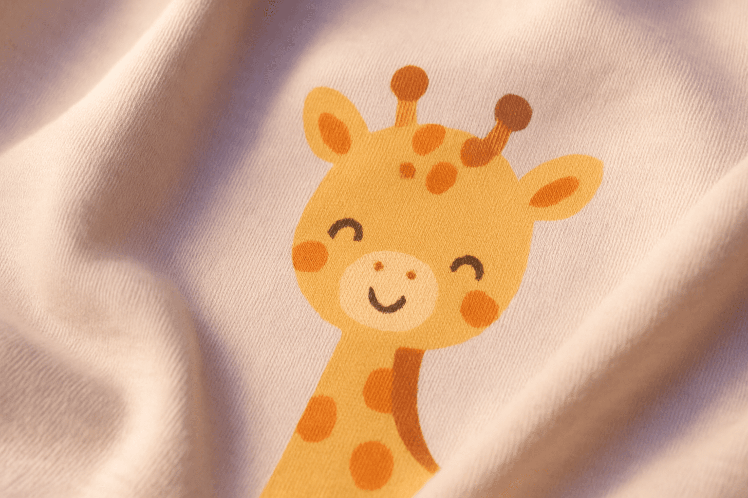 Close-up of a soft custom printed infant onesie showing cotton texture and DTG print quality
