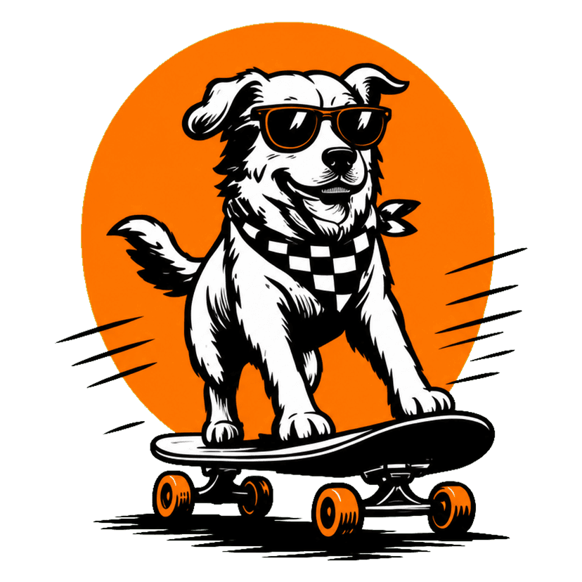Cool dog skateboard graphic tee preview