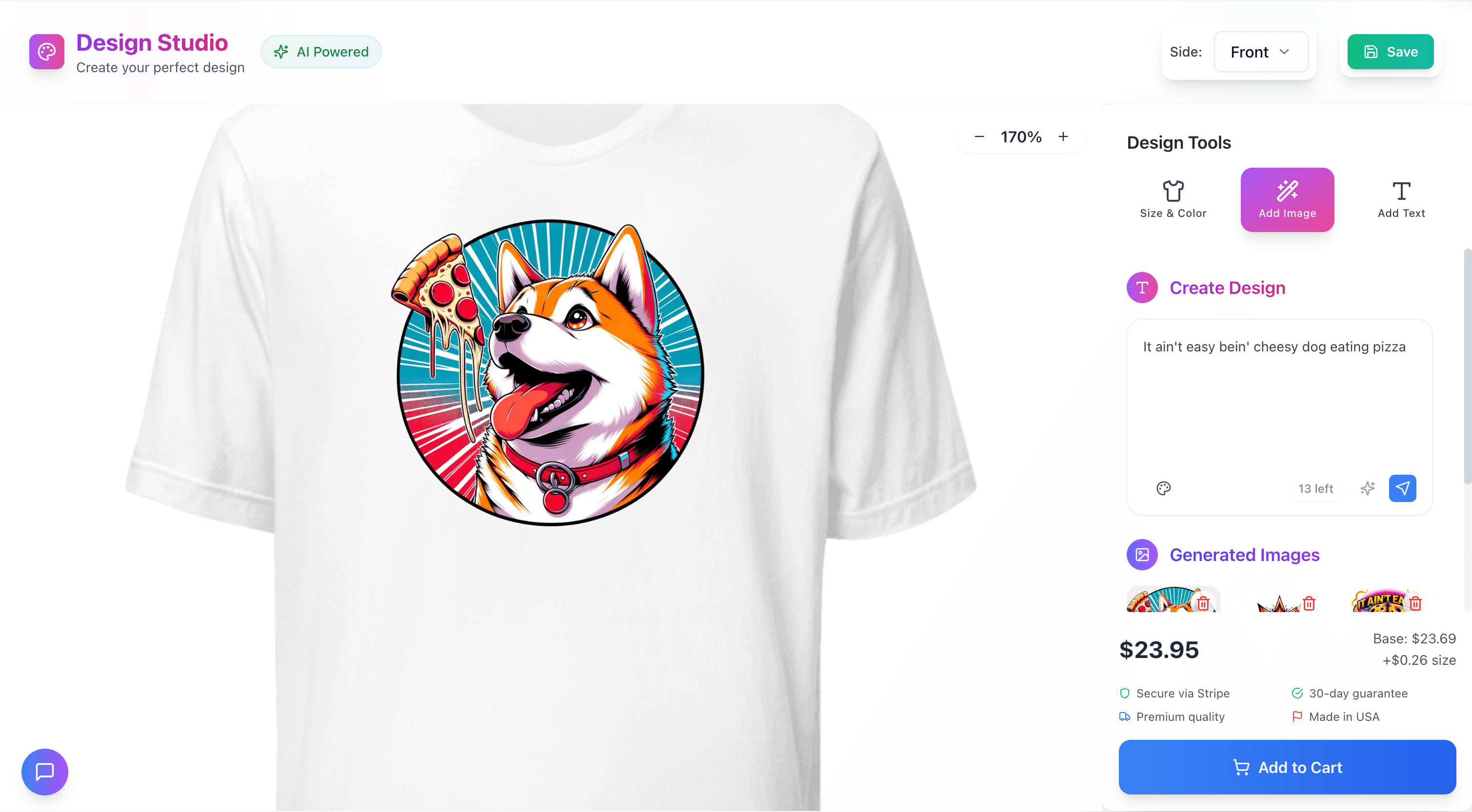 t-shirt design interface
