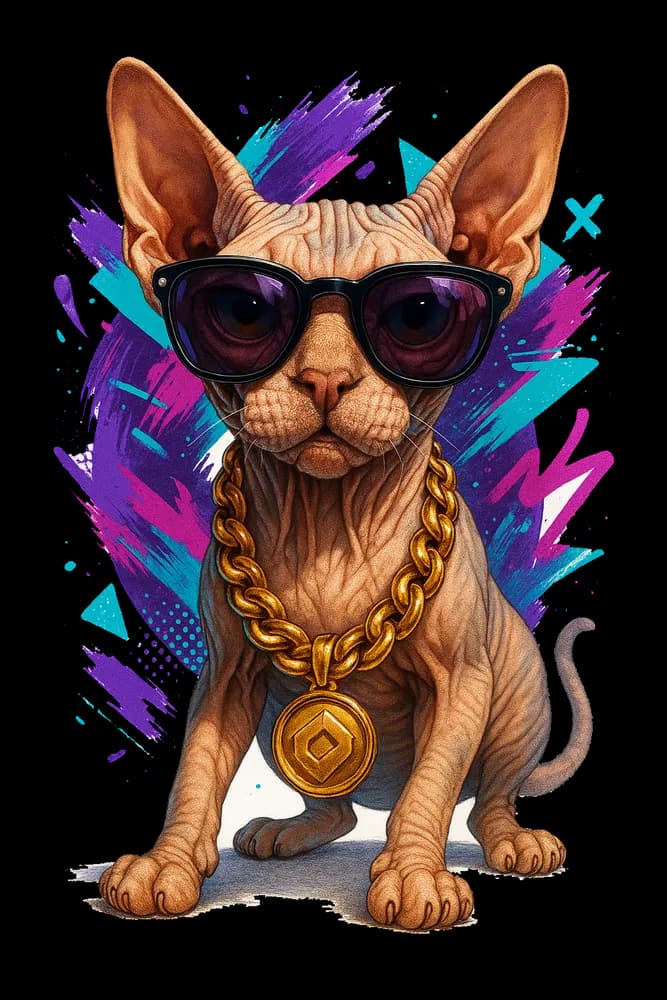 90s Hip-Hop Sphynx Cat Vibes