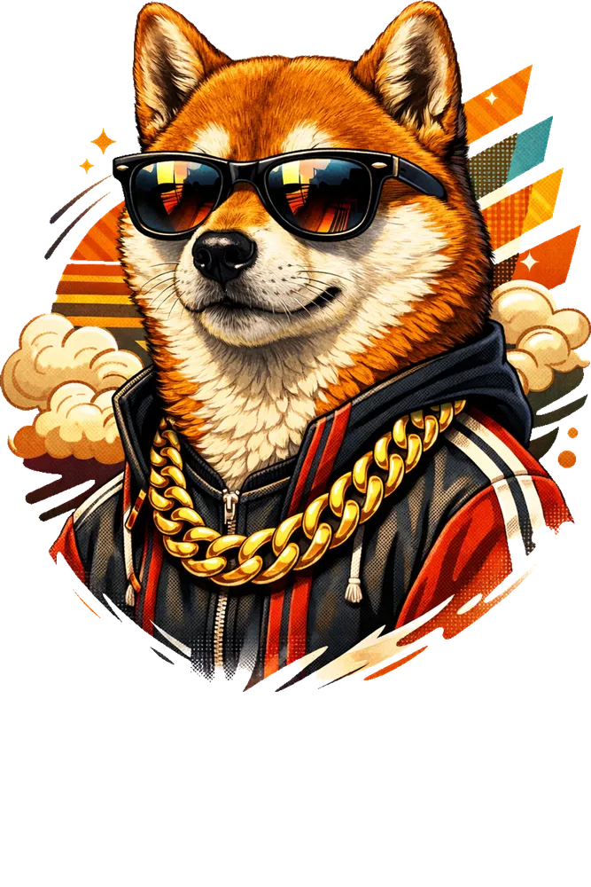 Retro Shiba Inu with Gold Chain