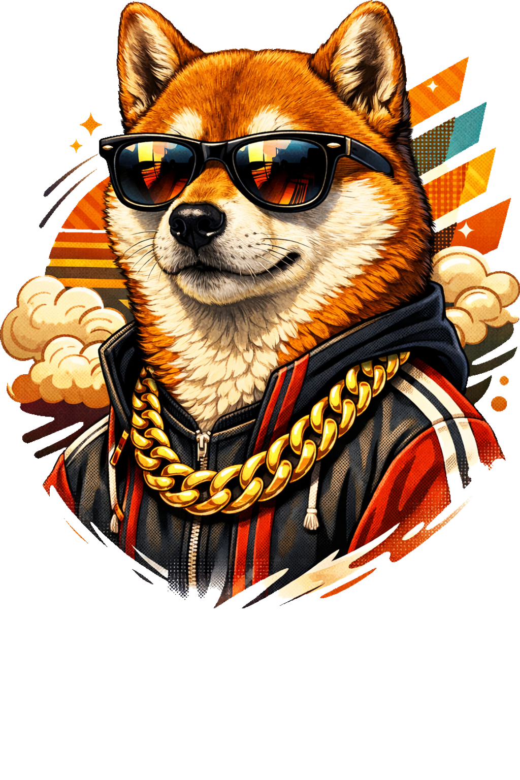 Retro Shiba Inu with Gold Chain