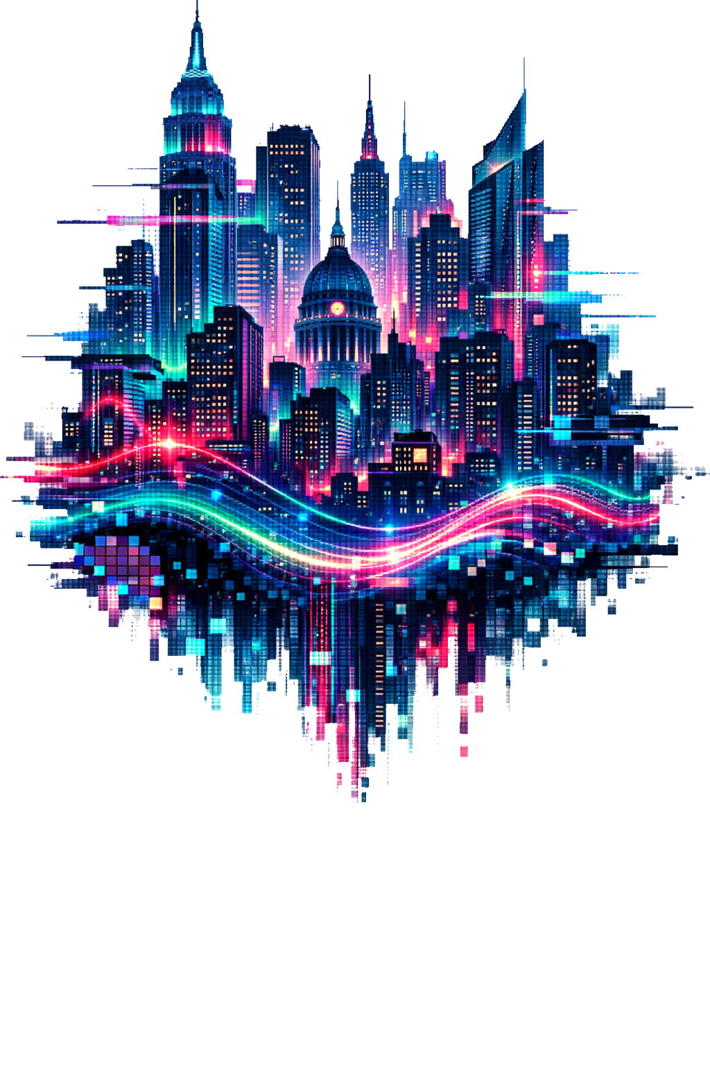 Glitched Digital Pulse Skyline