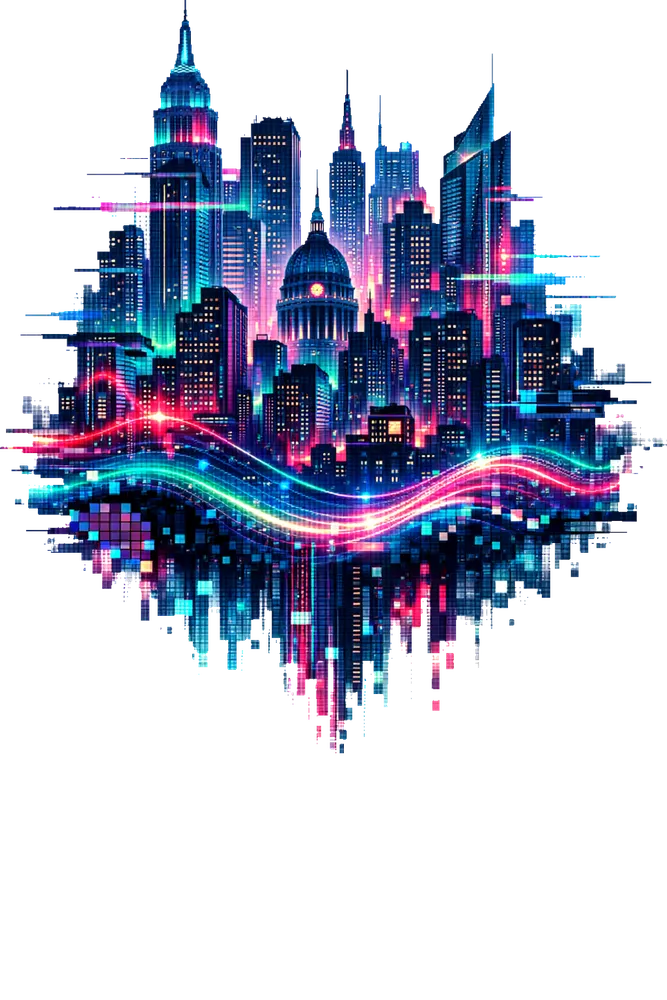 Glitched Digital Pulse Skyline